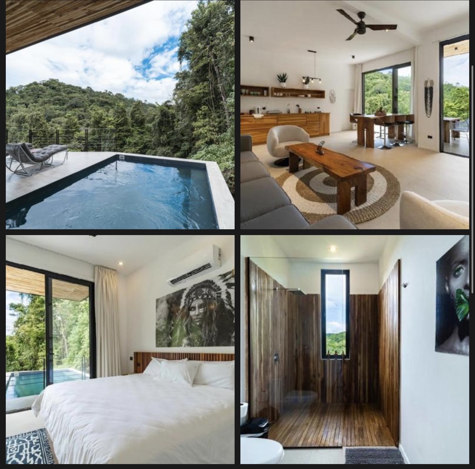 Modern villa interiors with jungle views