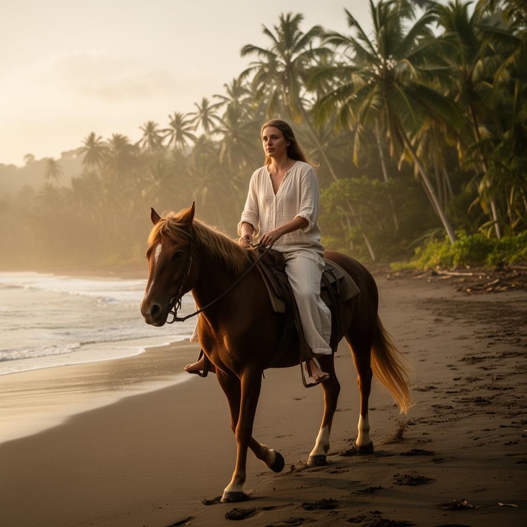 Horseback riding along a Costa Rica beach